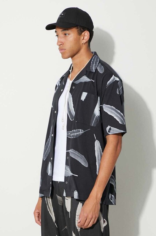 Marcelo Burlon cămașă din bumbac Aop Wind Feather Hawaii negru CMGG001F23JER0011001