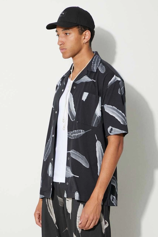 Pamučna košulja Marcelo Burlon Aop Wind Feather Hawaii crna CMGG001F23JER0011001