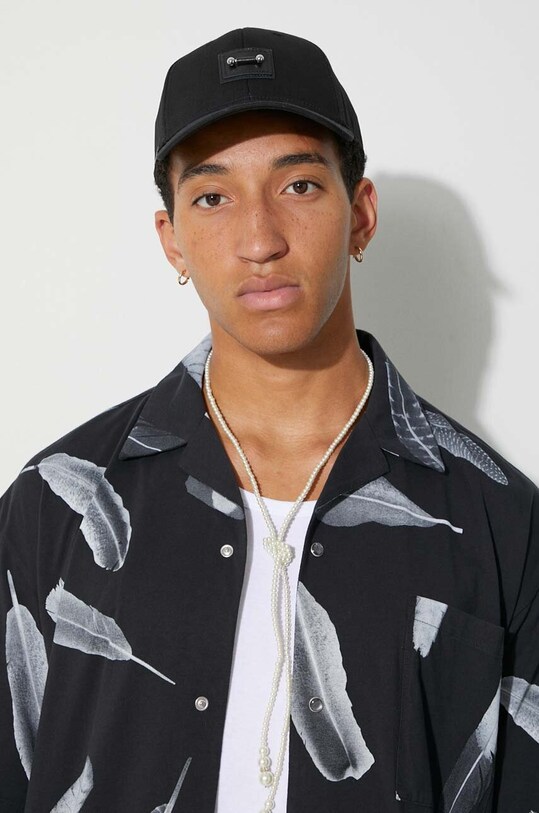 Marcelo Burlon cămașă din bumbac Aop Wind Feather Hawaii CMGG001F23JER0011001 negru