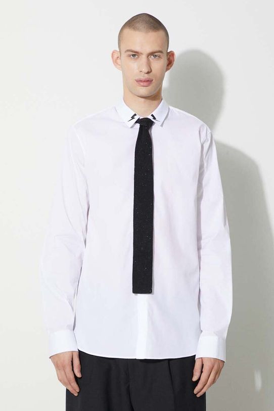 Рубашка Neil Barrett SLIM BOLT COLLAR DETAIL casual белый NBV6CM170C.V000S.100