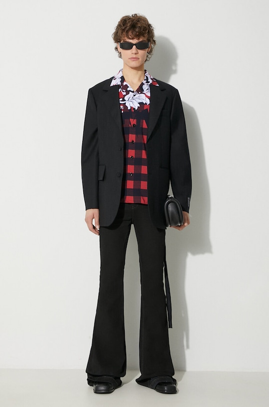 Neil Barett koszula LOOSE HAWAIIAN CHECK WITH BOLTS PBCM186.V024.1495 czerwony AW23