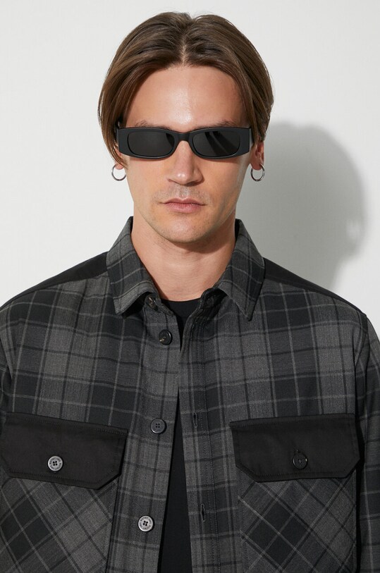 Neil Barett geacă LOOSE BICOLOR FLAP POCKET PADDED PBCS024C.V041C.888 gri