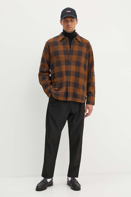 Bombažna srajca Universal Works Travail Overshirt 29161 rjava AW23