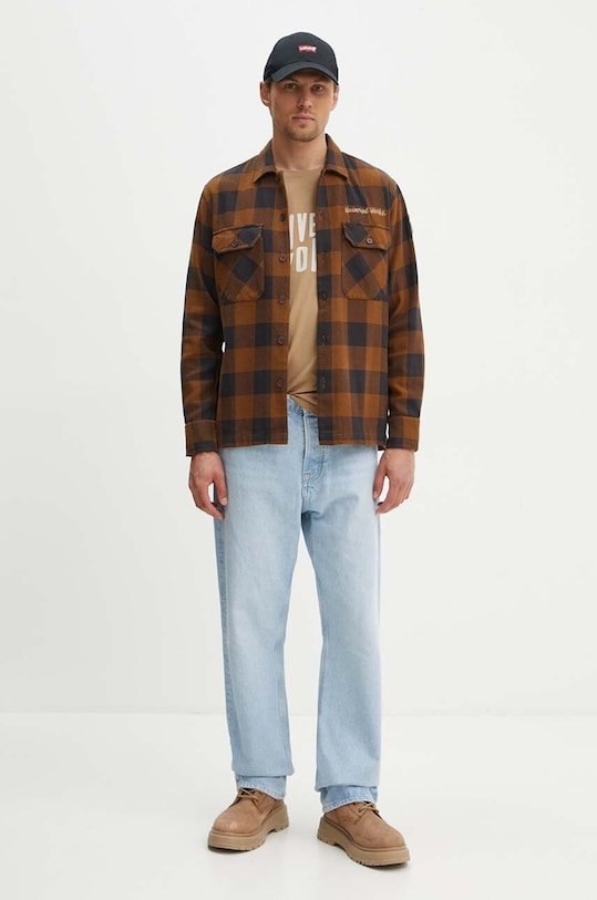 Хлопковая рубашка Universal Works L/S UTILITY SHIRT 29177 коричневый AW23