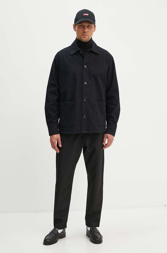Universal Works camicia in cotone TRAVAIL OVERSHIRT 29905 nero AW23