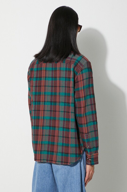 Clothing Corridor cotton shirt Ruby Waffle Madras LS LS0127 green