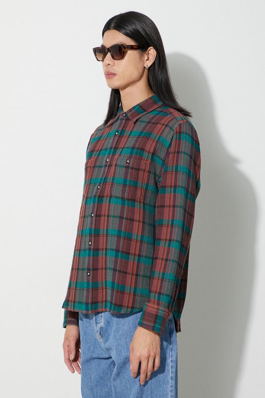 Бавовняна сорочка Corridor Ruby Waffle Madras LS зелений LS0127