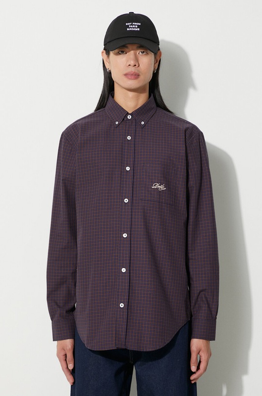 Drôle de Monsieur cotton shirt La Chemise Carreaux button-down brown C.SH122.CO069.BN
