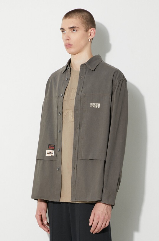 Košile Evisu Camuflage Brushstoke Daicock Print zelená 2EAHTM3SL8014RXCT