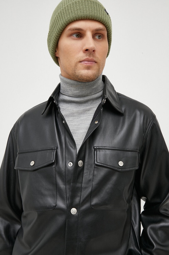 Košeľa United Colors of Benetton jednofarebný čierna 5QWAUQ02W.100