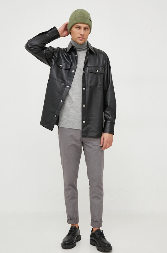 Košeľa United Colors of Benetton 5QWAUQ02W.100 čierna AW23