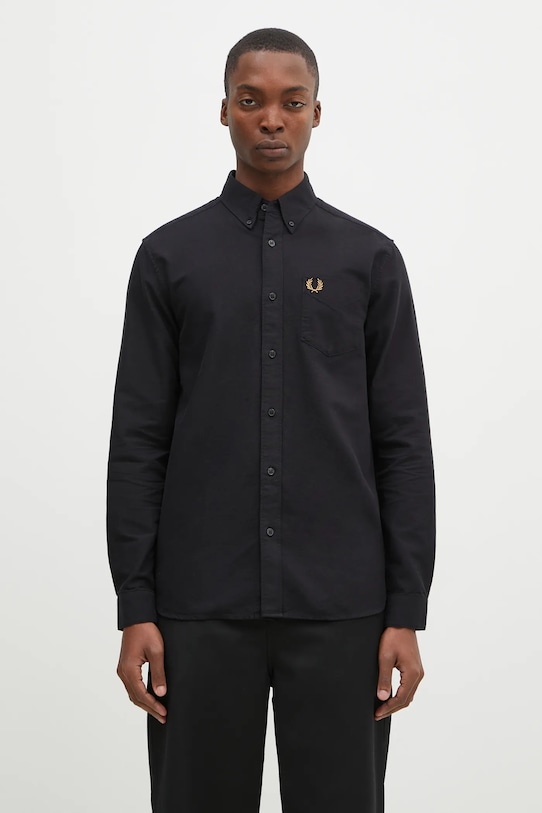 Pamučna košulja Fred Perry regular crna M5516.R88