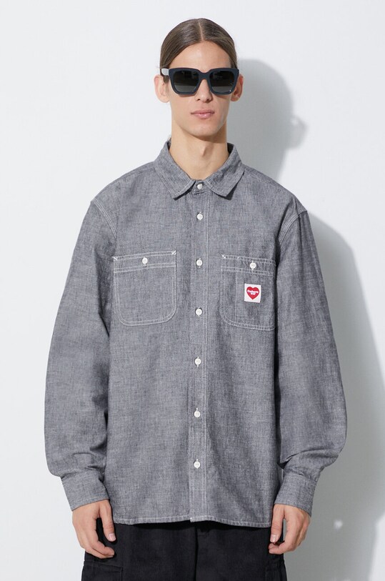 Carhartt WIP cotton shirt Longsleeve Clink Heart Shirt cotton gray I032113.8902