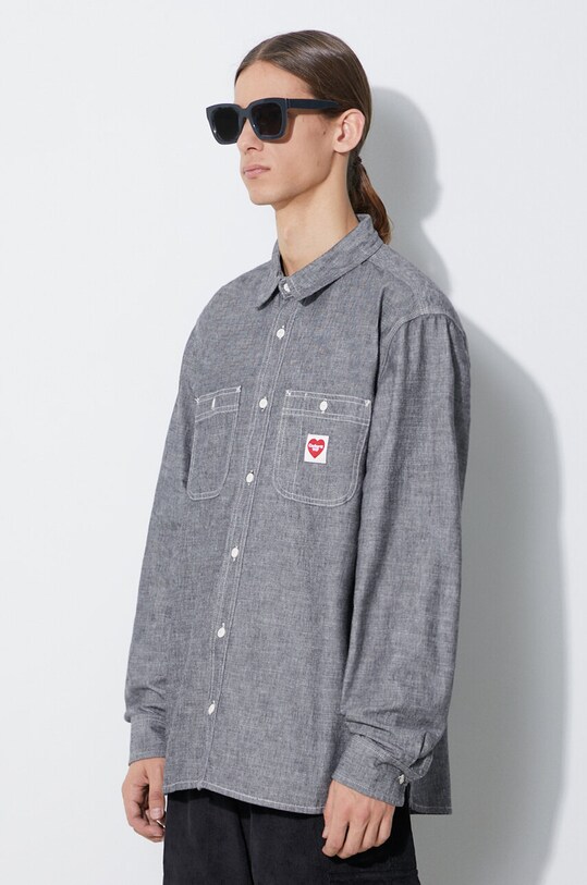 Carhartt WIP cotton shirt Longsleeve Clink Heart Shirt gray I032113.8902