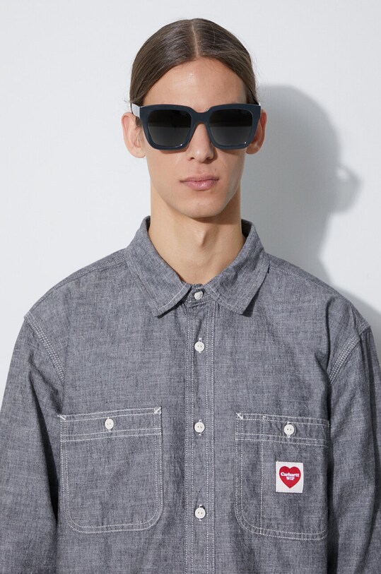 Carhartt WIP cotton shirt Longsleeve Clink Heart Shirt I032113.8902 gray