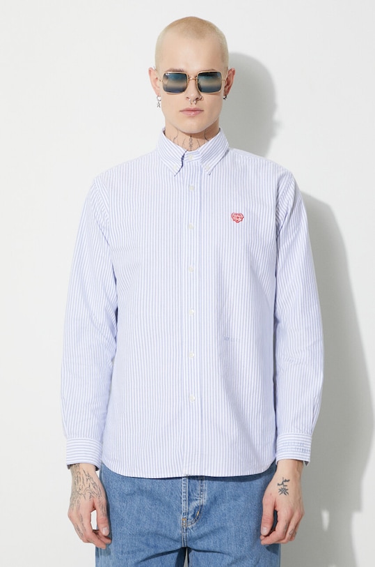 Human Made cotton shirt Stripe B.D cotton blue HM26SH002