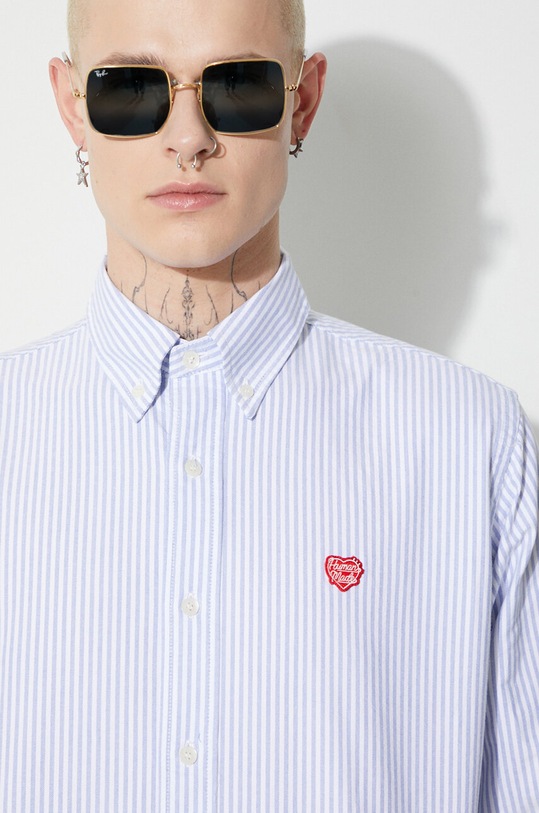 Human Made cotton shirt Stripe B.D HM26SH002 blue