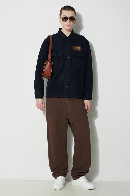 Human Made camasa de lana Wool Cpo HM26SH008 bleumarin AW23