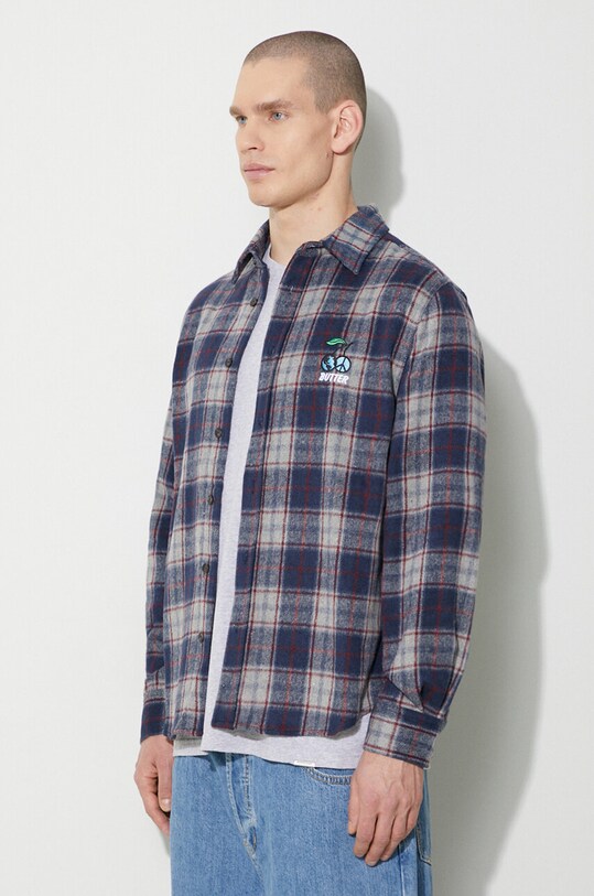 Butter Goods shirt Cherry Flannel Shirt navy BGQ423D12302