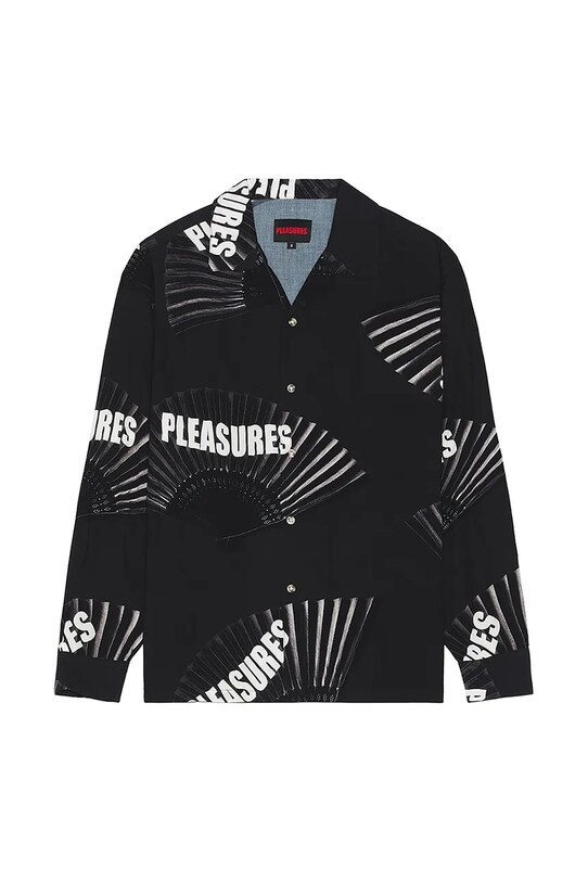 Хлопковая рубашка PLEASURES Fans Long Sleeve Button Down P23W003.BLACK чёрный AW23