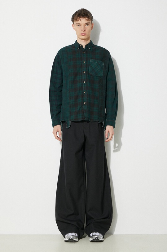 Needles cotton shirt Flannel Shirt NS303 turquoise SS24