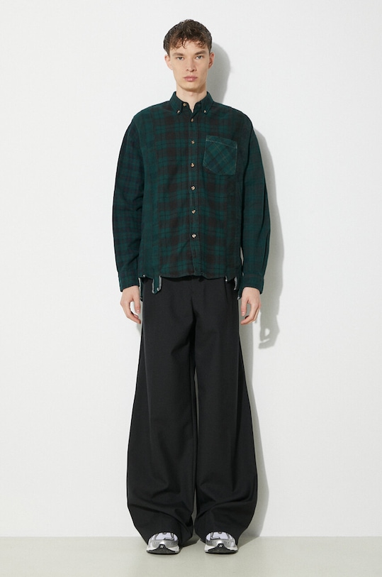 Needles cotton shirt Flannel Shirt NS303 turquoise SS24