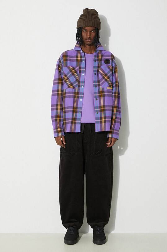AAPE cotton shirt Long Sleeve Shirt Flannel AST8466 violet SS24