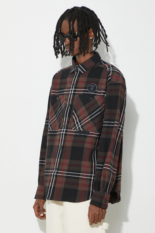 AAPE cotton shirt Long Sleeve Shirt Flannel brown AST8466