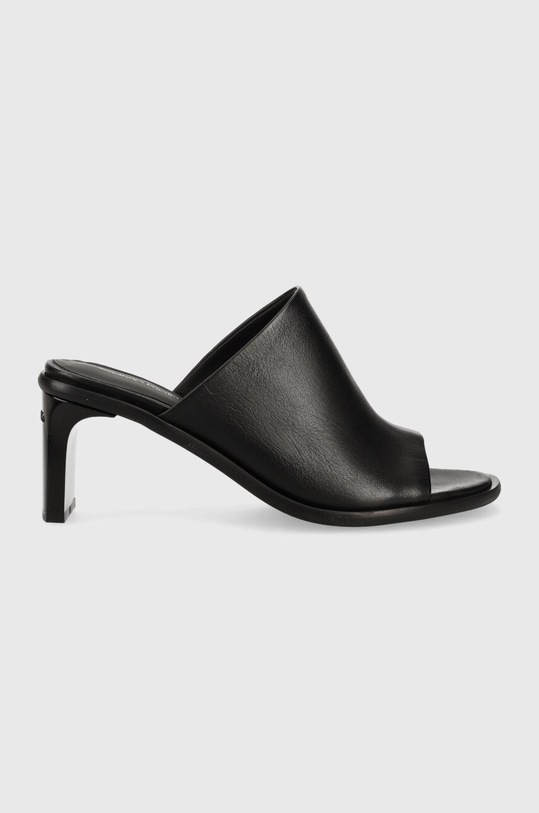 Calvin Klein infradito in pelle CURVED STILETTO MULE pelle fiore nero HW0HW01628