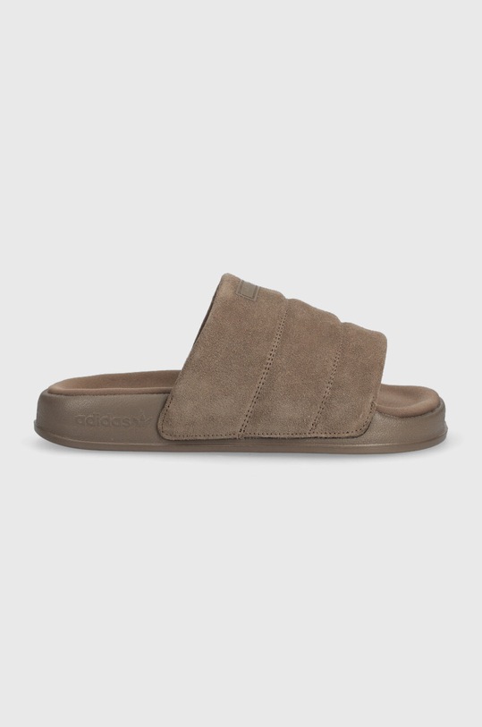 adidas Originals papuci din piele Adilette Essential piele întoarsă maro IE9649