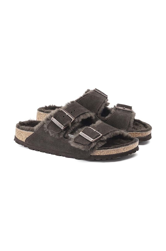 Birkenstock klapki zamszowe Arizona brązowy 1020528