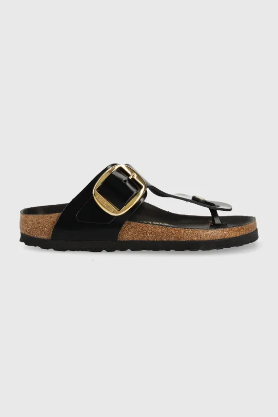 Kožne japanke Birkenstock Gizeh ravna crna 1021469