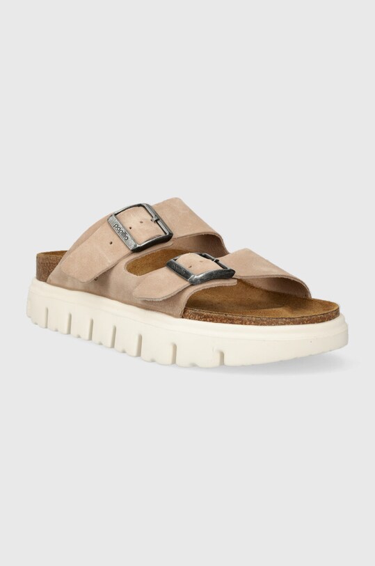 Birkenstock papuci din piele BIRKENSTOCK X PAPILLIO Arizona Chunky 1024950 bej AW23