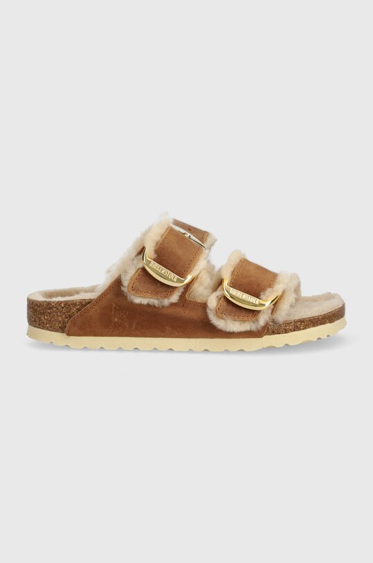 Birkenstock klapki zamszowe Arizona Big Buckle Shearling