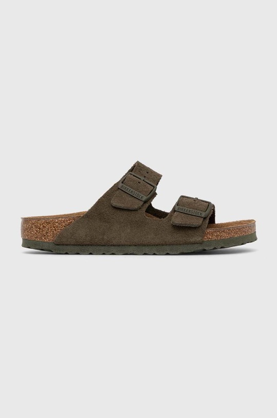 Birkenstock klapki zamszowe płaski zielony 1025720