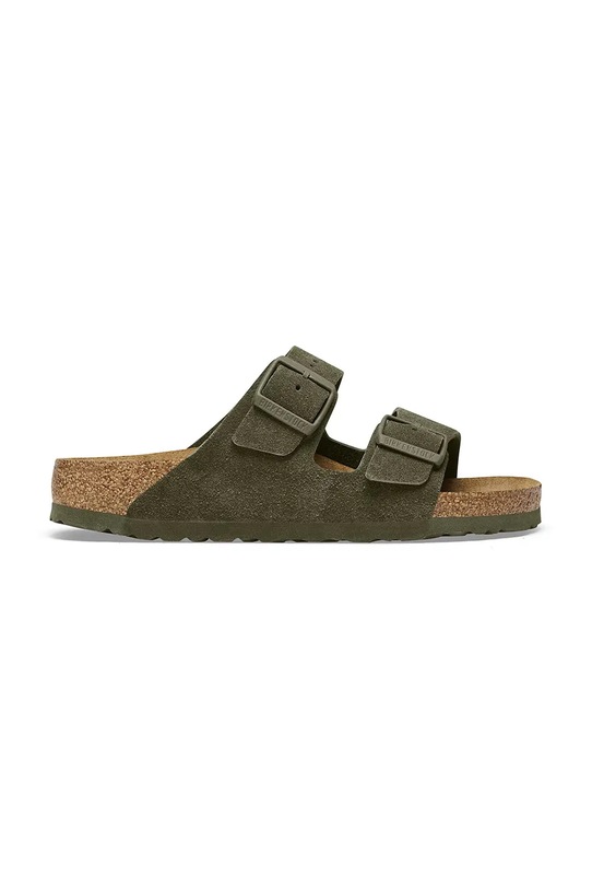 Birkenstock ciabatte slide in camoscio pelle scamosciata verde 1025720