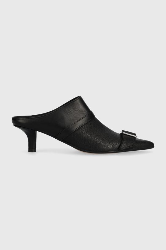 MM6 Maison Margiela stilettos de piele slipper calcai expus negru S66WX0056