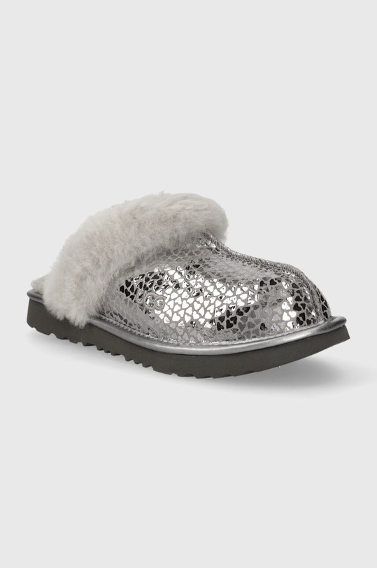Детски кожени чехли UGG K COZY IIEL HEARTS 1151615K сребърен AW23