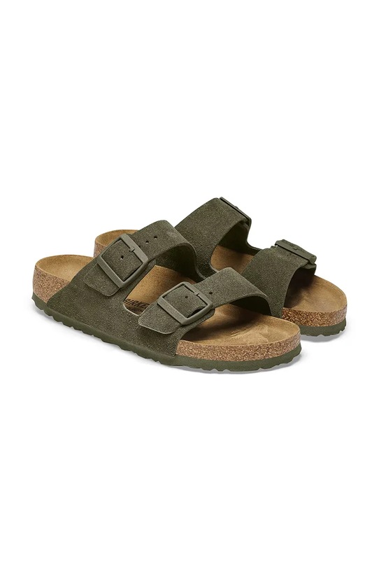 Birkenstock ciabatte slide in camoscio Arizona verde 1025657