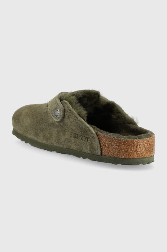 Obuwie Birkenstock klapki zamszowe Boston FUR 1025686 zielony