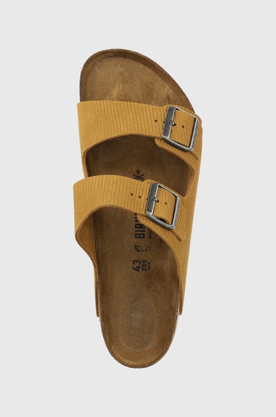 Birkenstock klapki zamszowe Arizona Corduroy brązowy 1026093