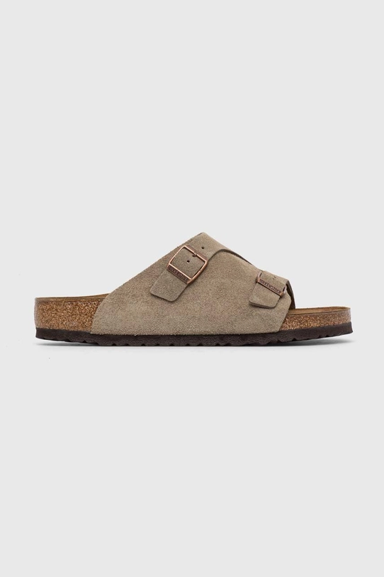 Birkenstock klapki zamszowe Zürich szary 50461