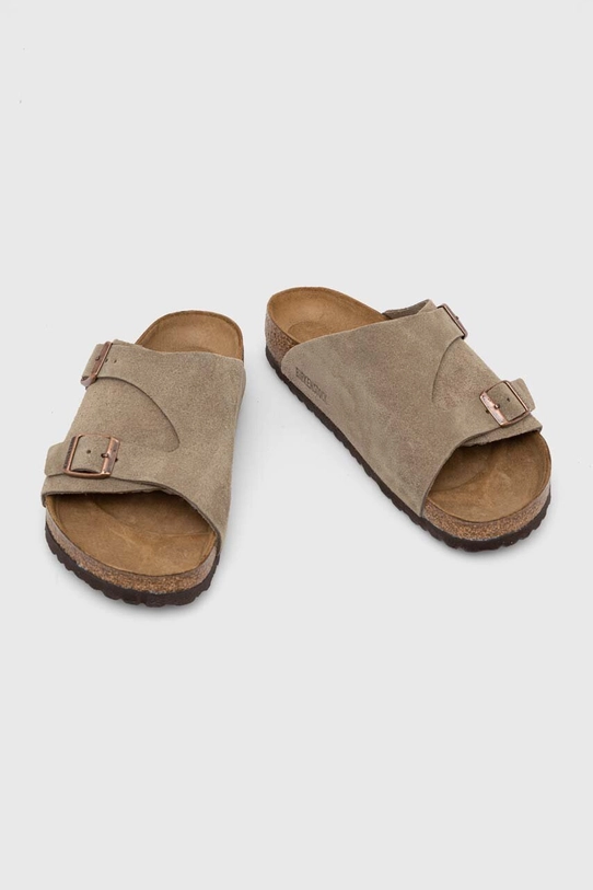 Birkenstock klapki zamszowe Zürich 50461 szary AW23