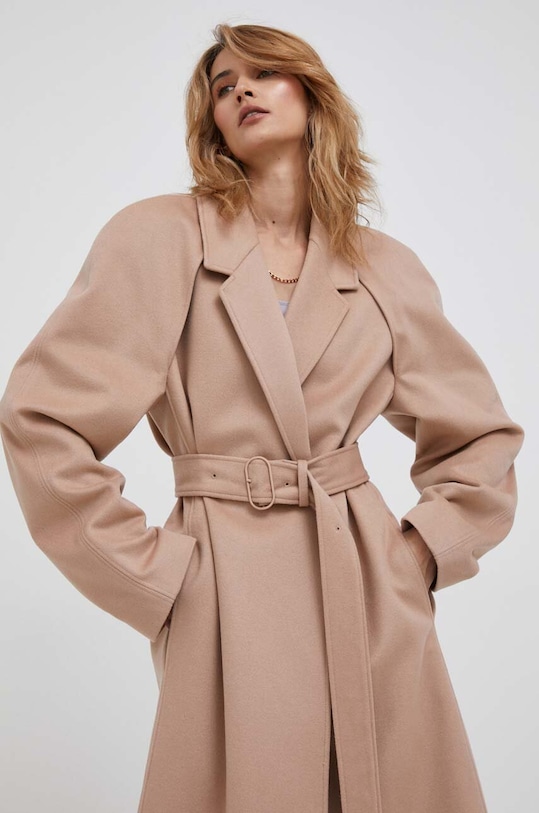 Vlnený kabát Calvin Klein ružová K20K205496