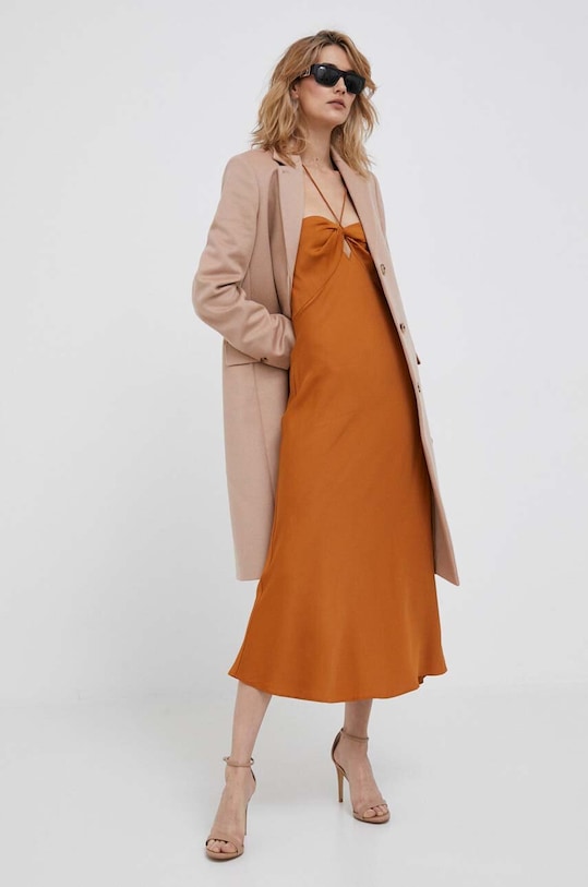 Шерстяное пальто Calvin Klein розовый K20K205670