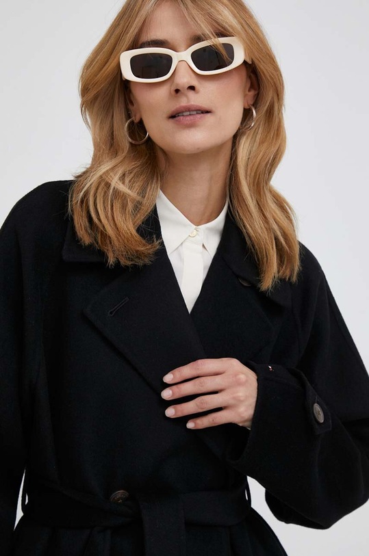 Tommy Hilfiger płaszcz wełniany czarny WW0WW39408