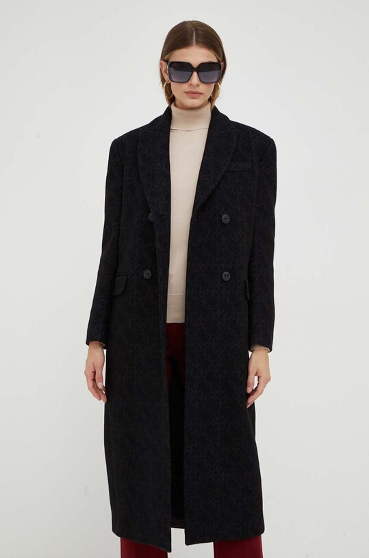Pinko płaszcz wełniany wełna czarny 101874.Y82W