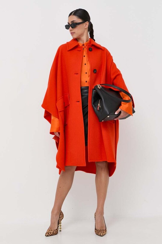 Pinko poncho wełniane bez kaptura pomarańczowy 101617.Y7DY