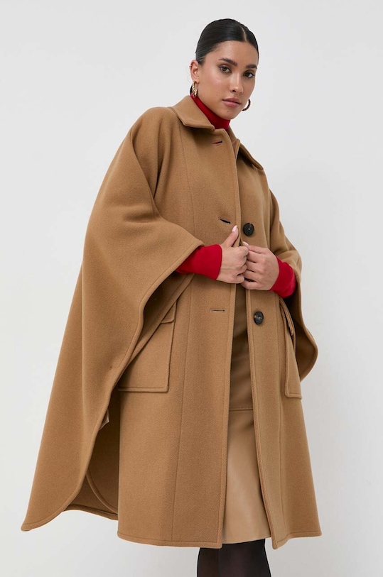 Pinko poncho wełniane bez kaptura brązowy 101617.Y7DY