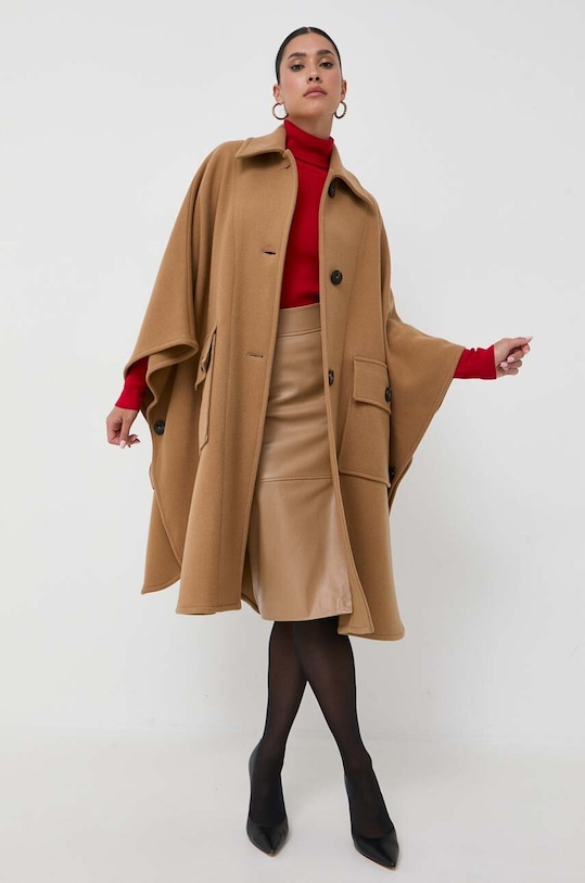 Pinko poncho wełniane 101617.Y7DY brązowy AW23